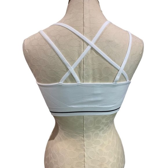 Small Reebok Rise Up Seamless Strappy Bra Sports New Stark White - Picture 5 of 10